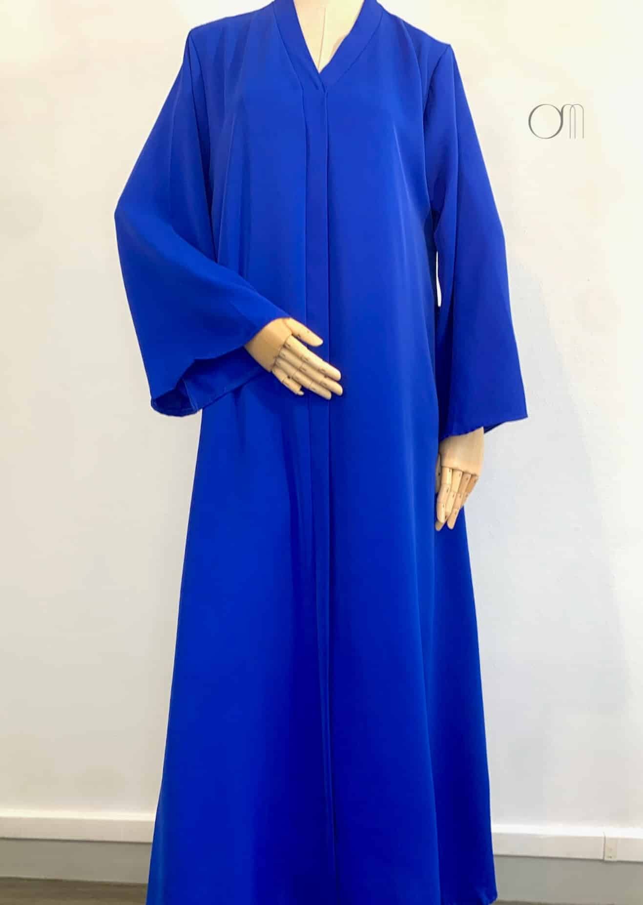 Abaya femme évasée Soie de Médine - Bleu saphir