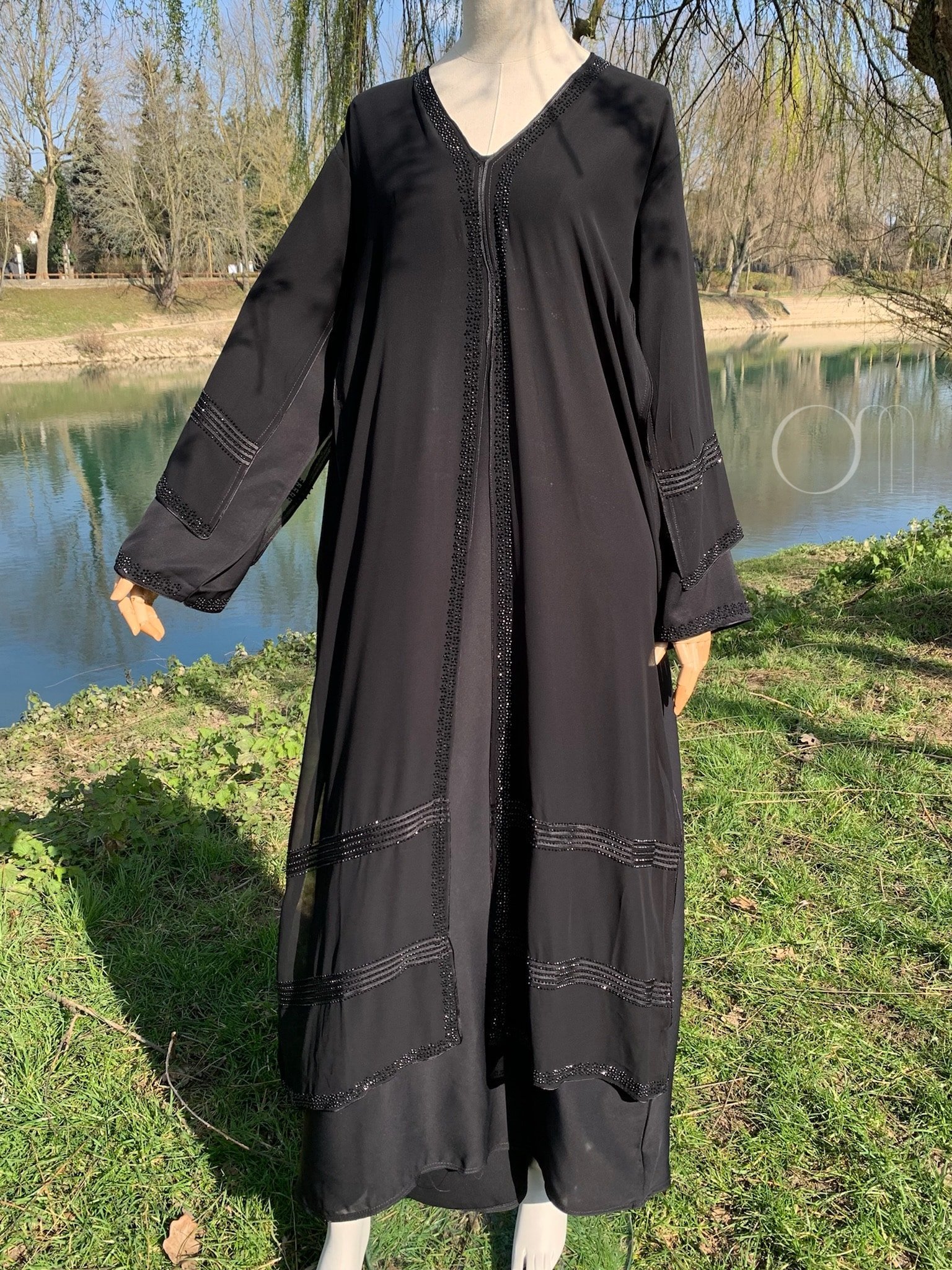 Abaya Aid à strass noir