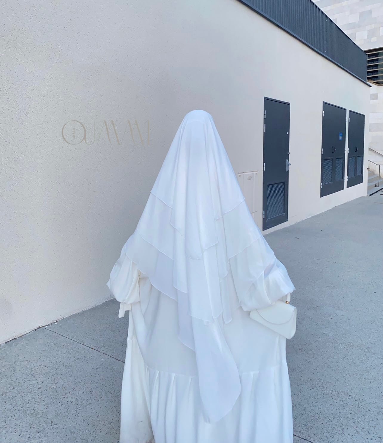Abaya Femme Royale Sayedati - blanc / Khimar 3 voiles Yemeni blanc